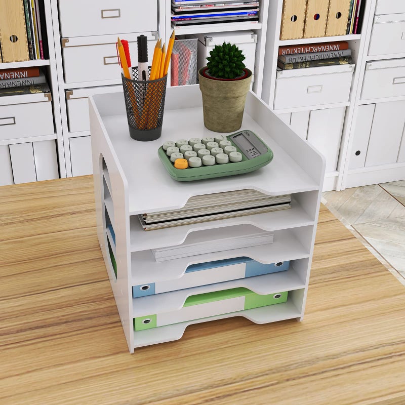 Natwind 5-Tier Desk Organizer,File Organizer,File Paper Organizer for Desk & Desktop - White File Holder with Mail Letter Tray & Paper Sorter for Home Office, School Classroom - Image 3